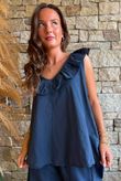 Larc Frill Tank Navy